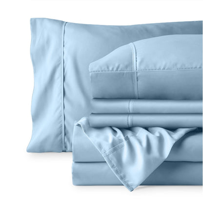 Sheet set folded on a white background