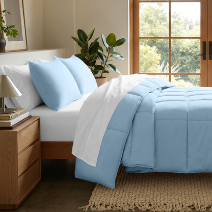 Microfiber comforter set on a bed