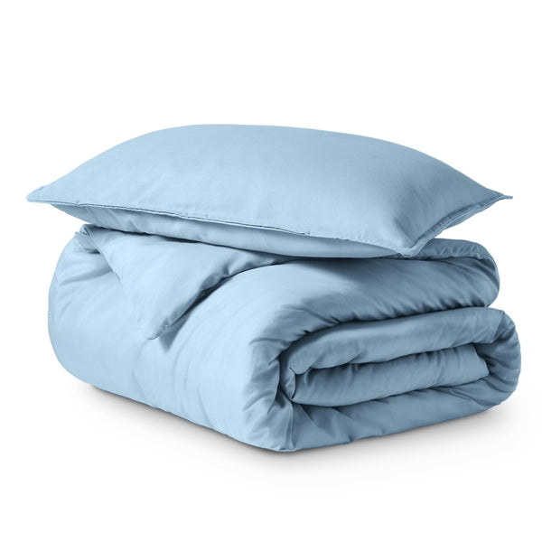 Solid color duvet set folded and stacked
