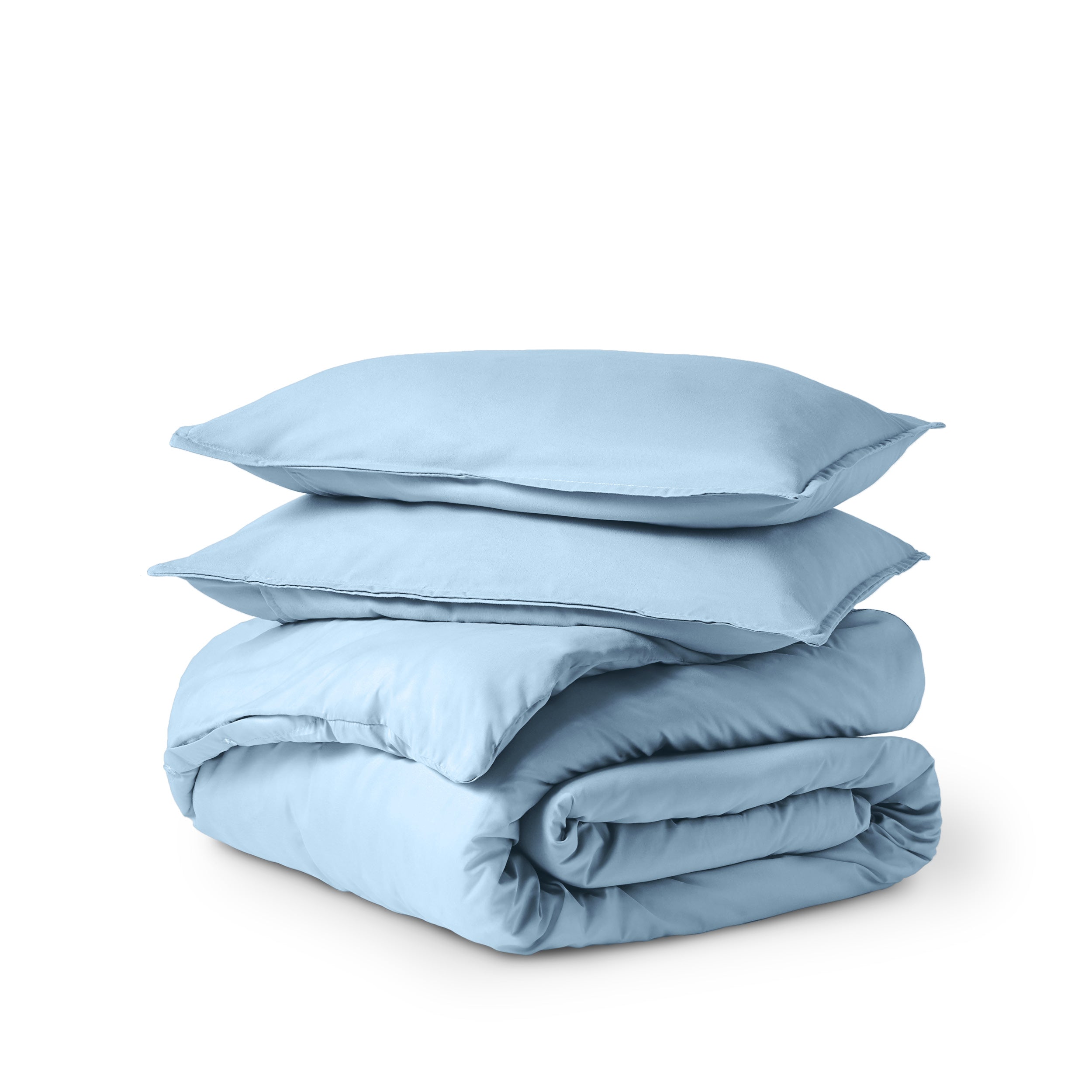 Solid color duvet set folded and stacked