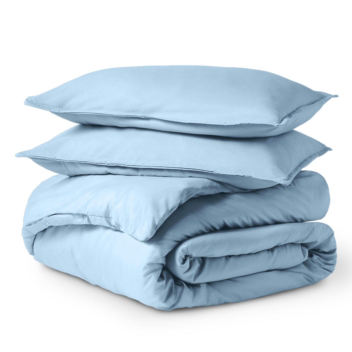 Solid color duvet set folded and stacked