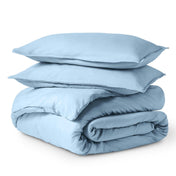 Solid color duvet set folded and stacked
