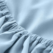 A close-up of a fitted sheet with elasticized edge.
