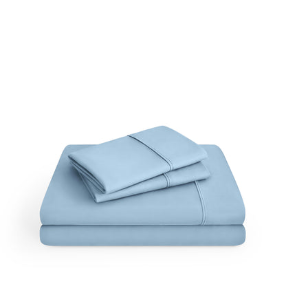 Microfiber sheet set folded and stacked