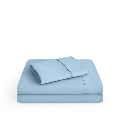 Microfiber sheet set folded and stacked