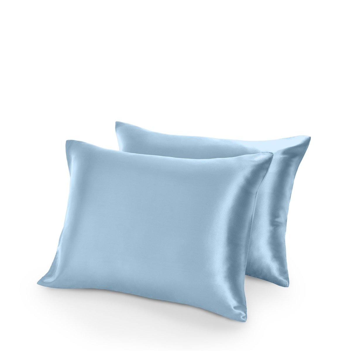 Two satin pillowcases on a white background