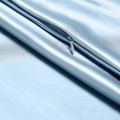 Close-up of poly satin pillowcase with a zipper