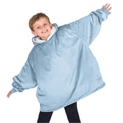 A child with a wearable blanket on