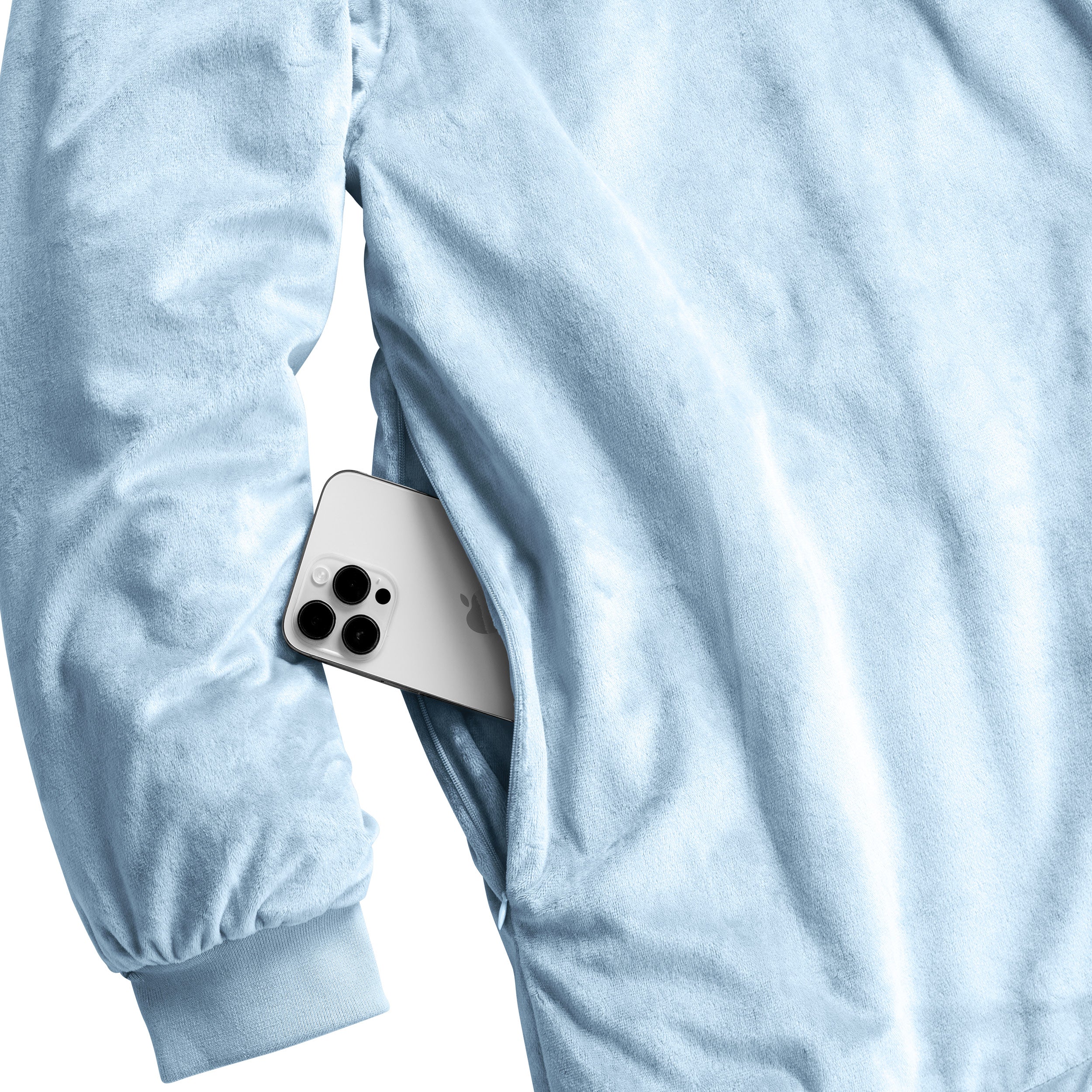 Close up of one side pocket on the sherpa wearable blanket