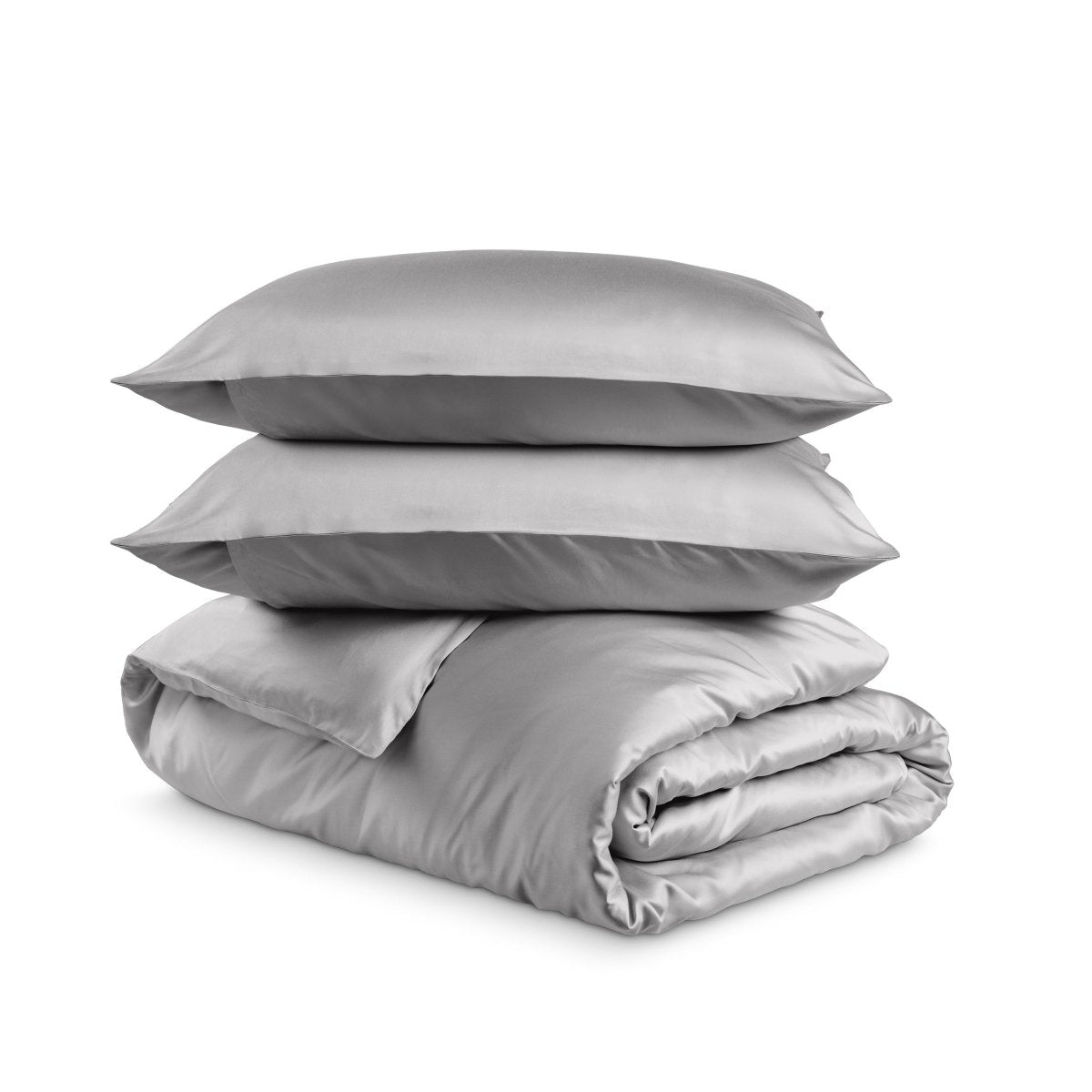 Bedding set with duvet cover and pillow shams on a white background