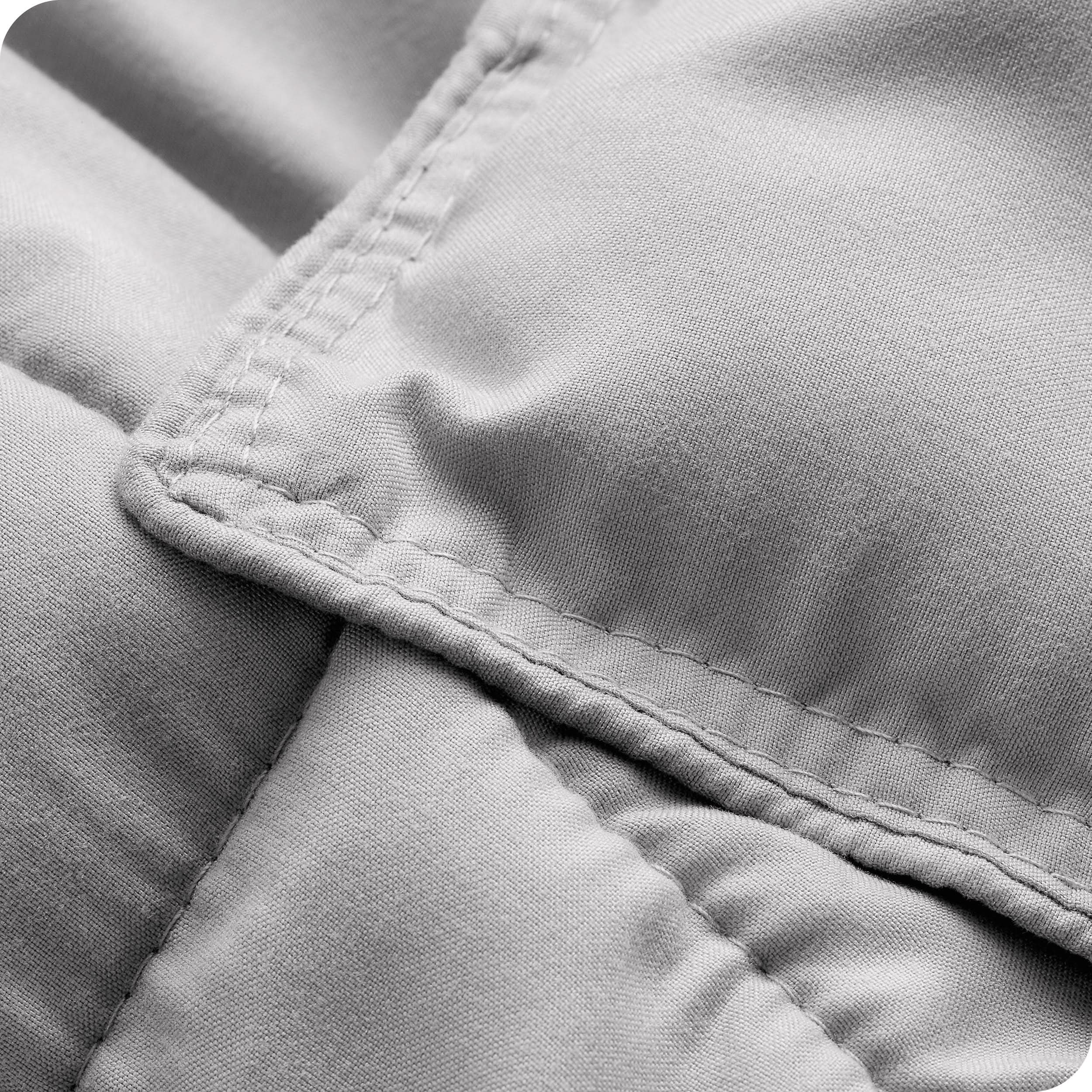 A close up of a corner of the microfiber comforter