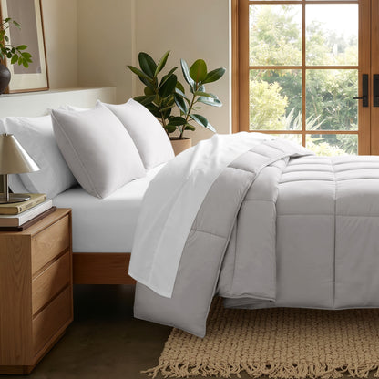 Microfiber comforter set on a bed