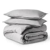 Solid color duvet set folded and stacked