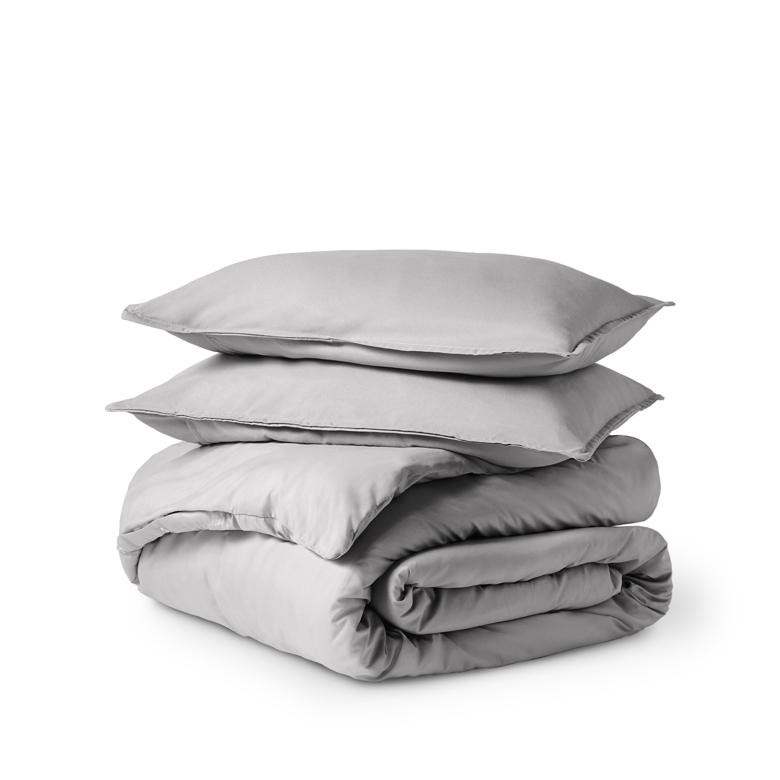 Solid color duvet set folded and stacked