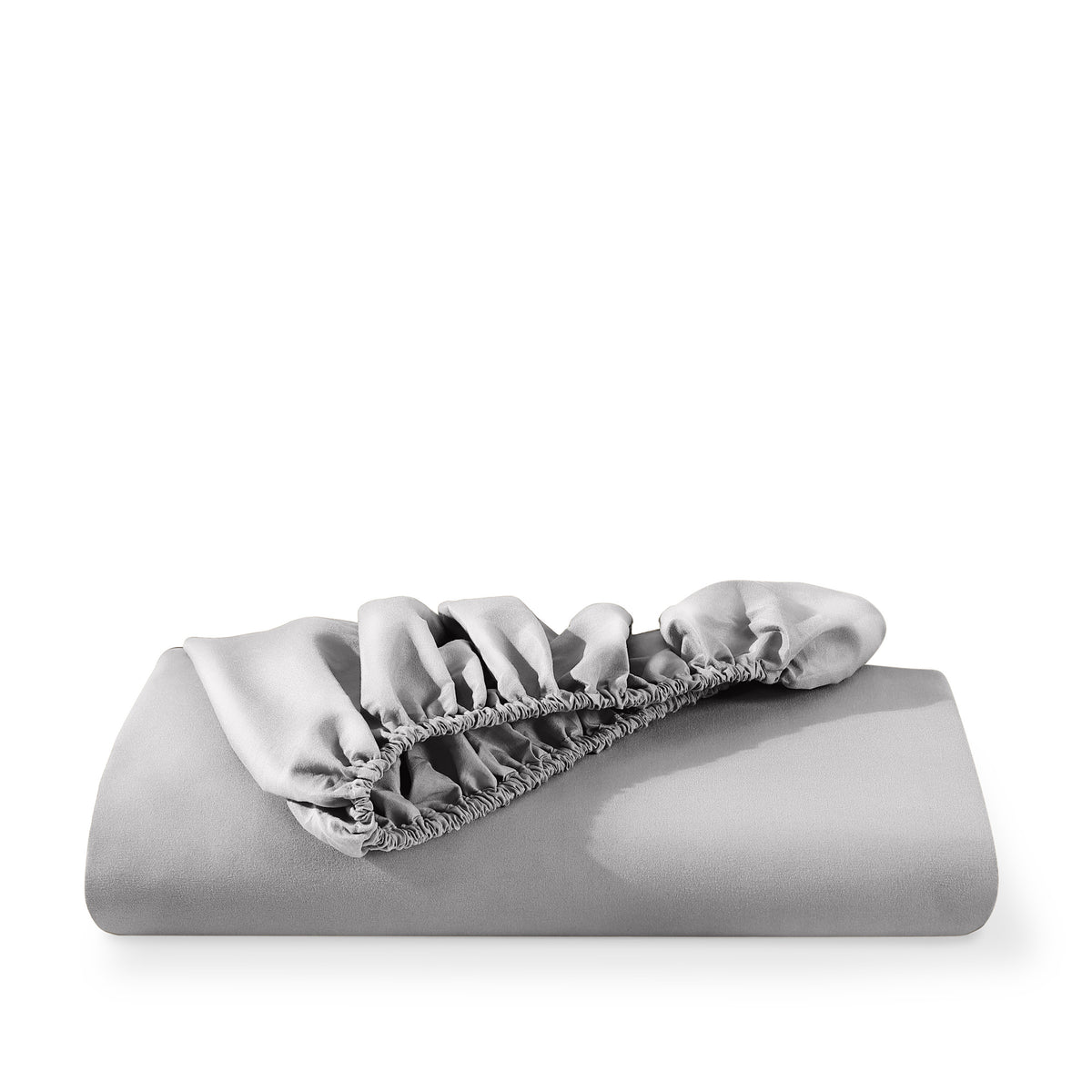 Microfiber fitted sheet folded with a white background