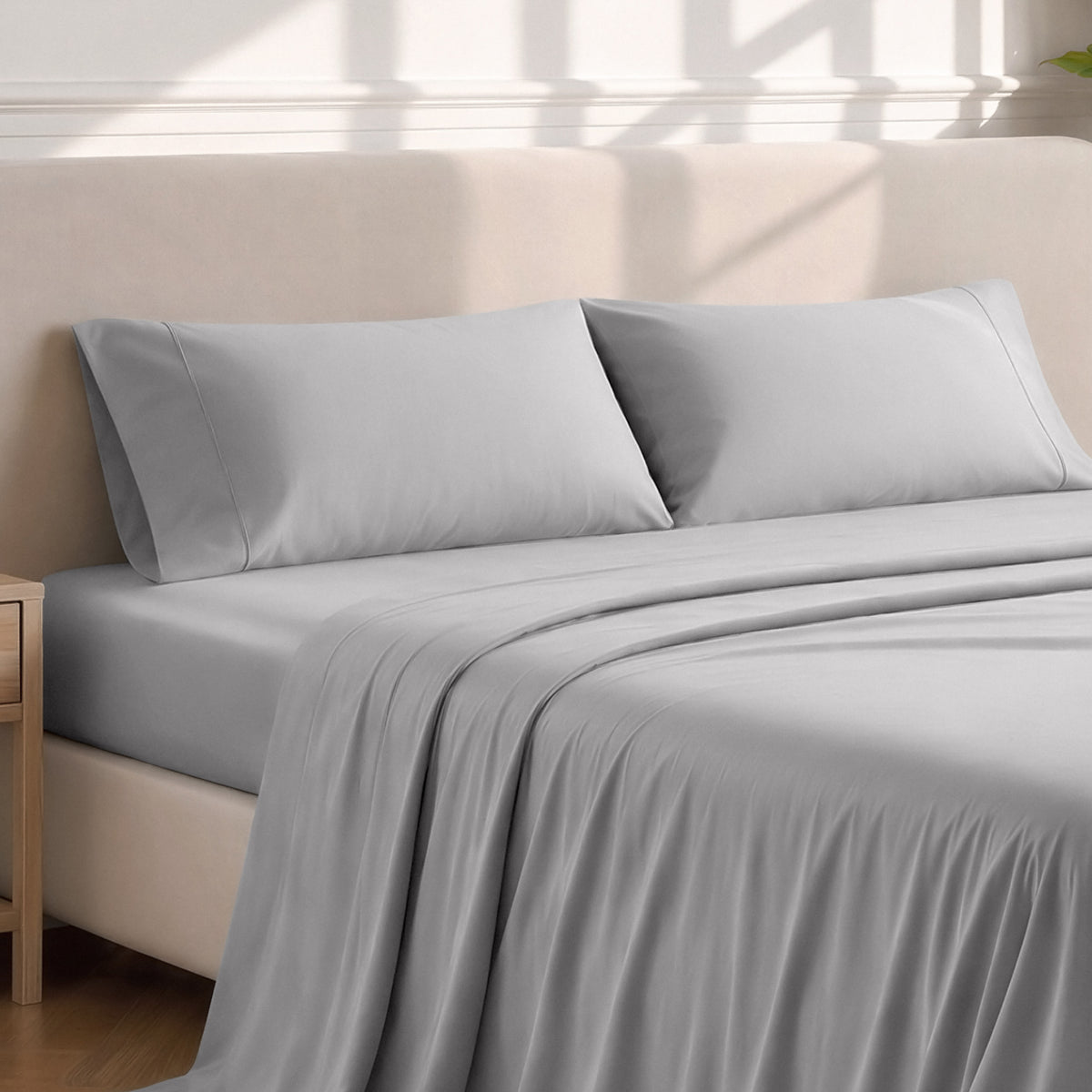 Matching sheets and pillowcases on a bed