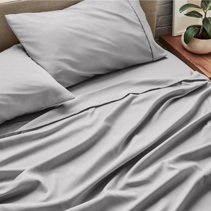 Close-up of sheets and pillowcases on a bed