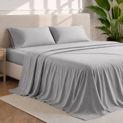 Microfiber sheets and pillowcases in a bedroom stetting