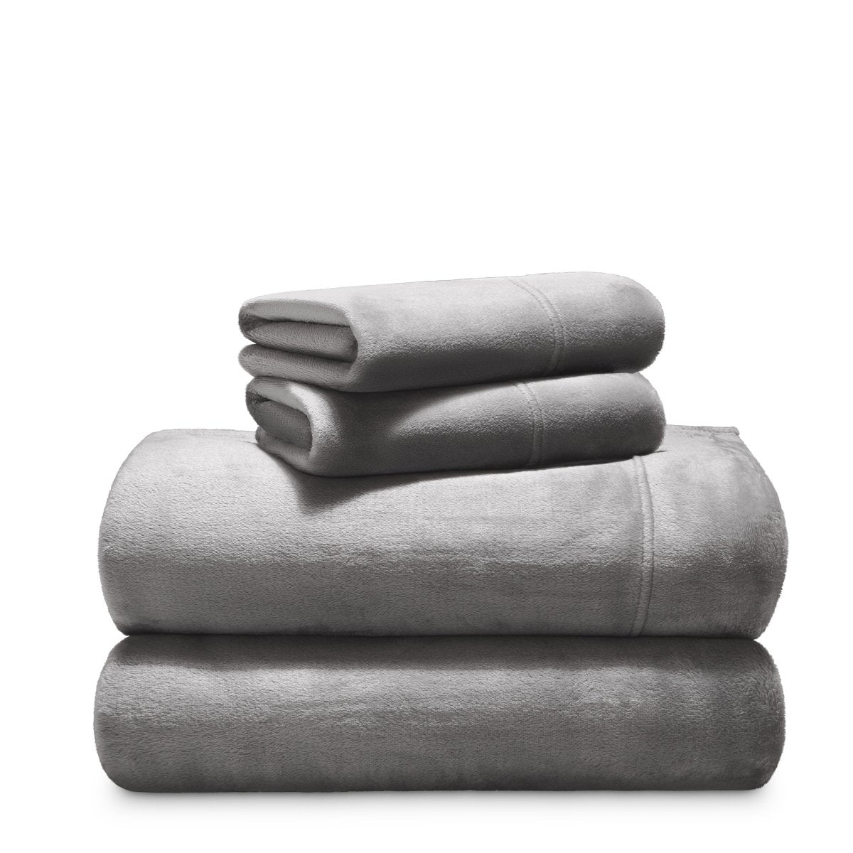 Stack of microplush sheets on a white background