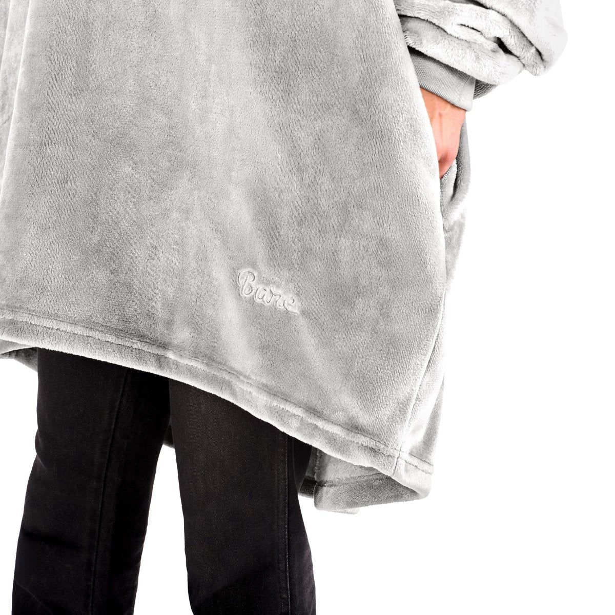 Close up of the side pocket on the wearable blanket
