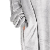 Close up of a side pocket on a microplush wearable blanket