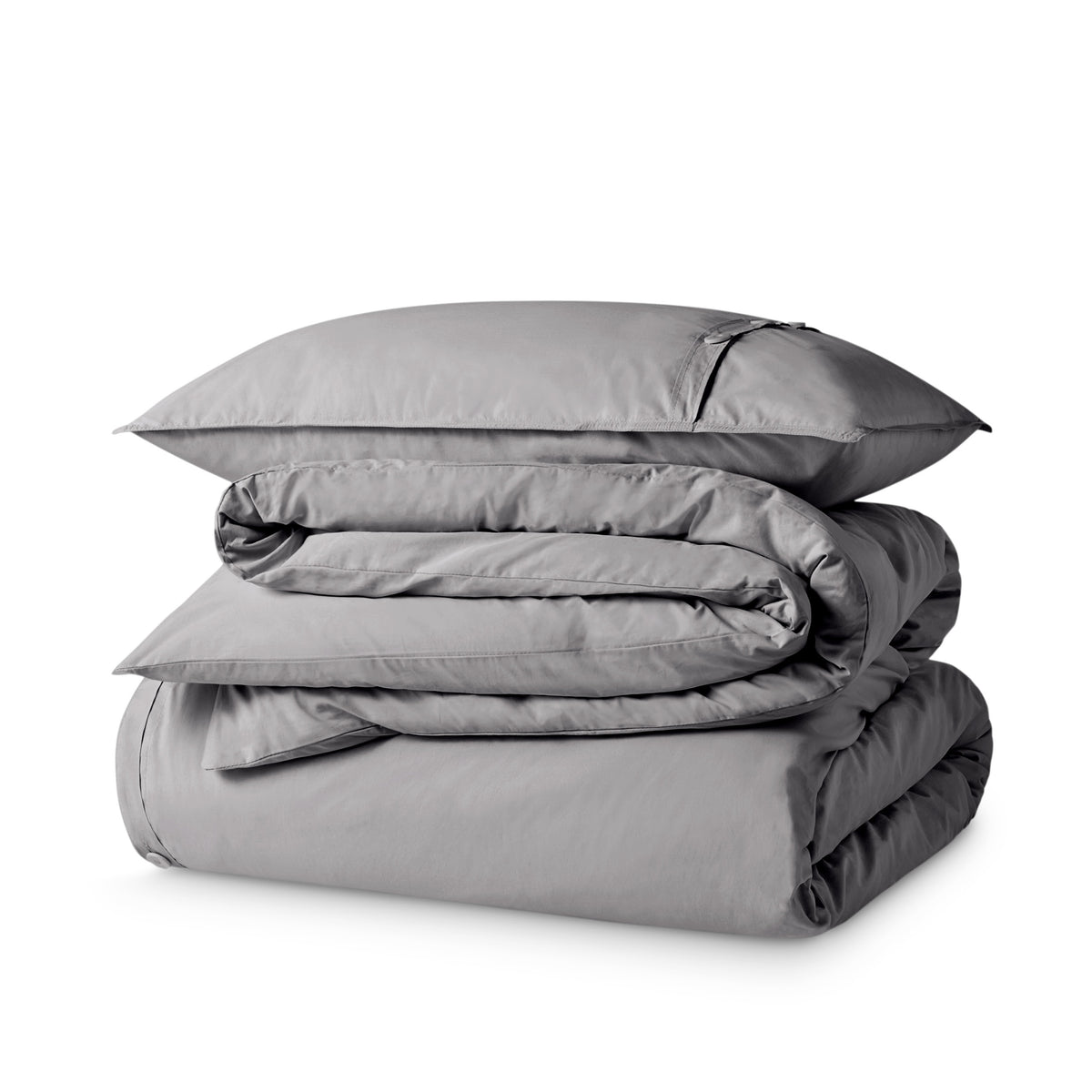 Percale duvet cover set folded and stacked