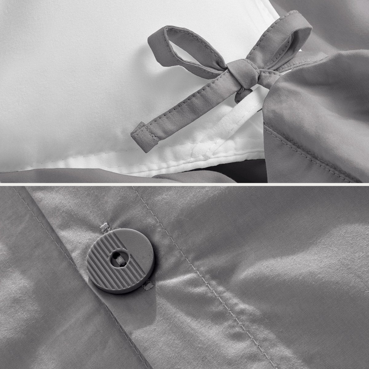 Duvet cover ties and button closure