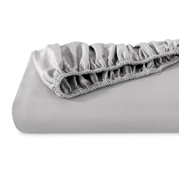 Organic sateen fitted sheet folded