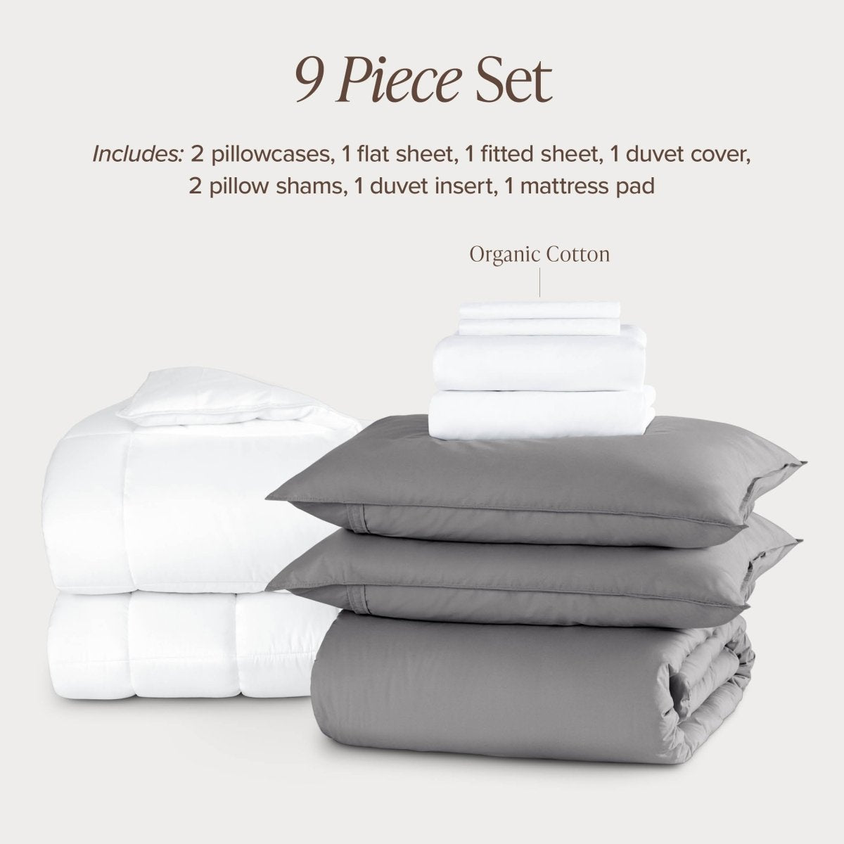 Percale bundle stacked to show what is included