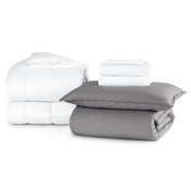 Corner ties and button on a duvet cover