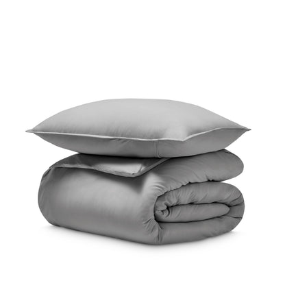 Jersey duvet and pillow sham on a white background