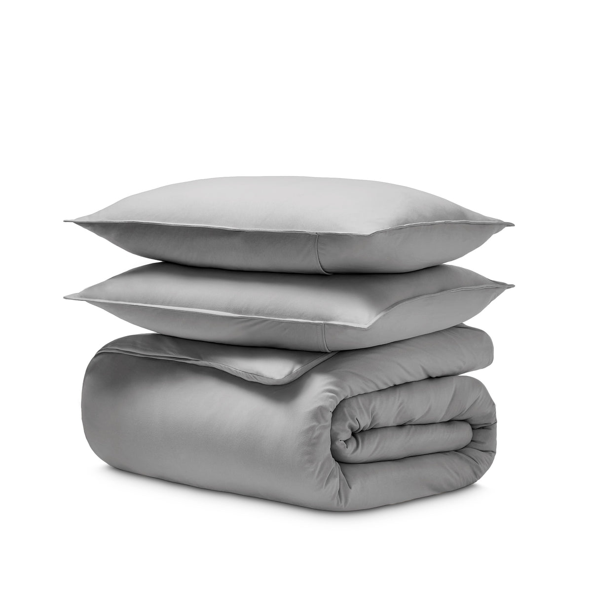 Jersey duvet and pillow shams on a white background