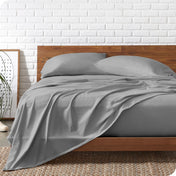 A bed made with organic jersey sheets