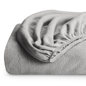 A polar fleece fitted sheet folded