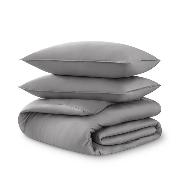 Tencel duvet set folded and stacked