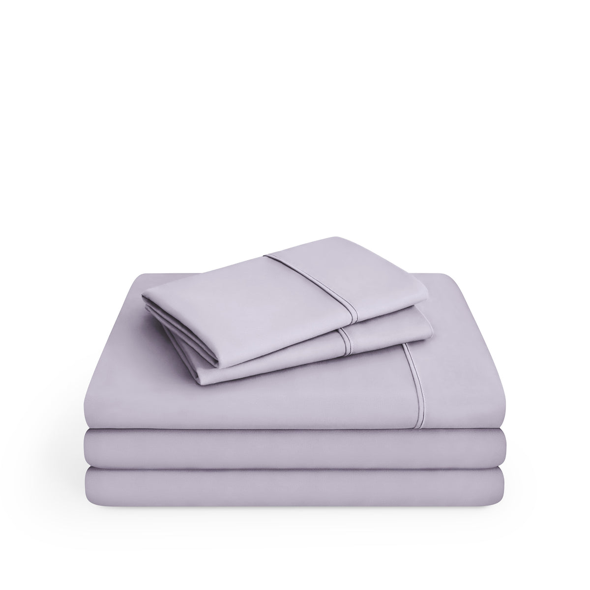 Microfiber sheet set folded and stacked