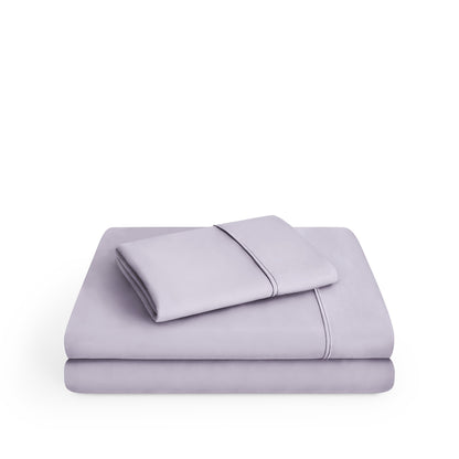 Microfiber sheet set folded and stacked