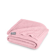 A cotton waffle blanket folded