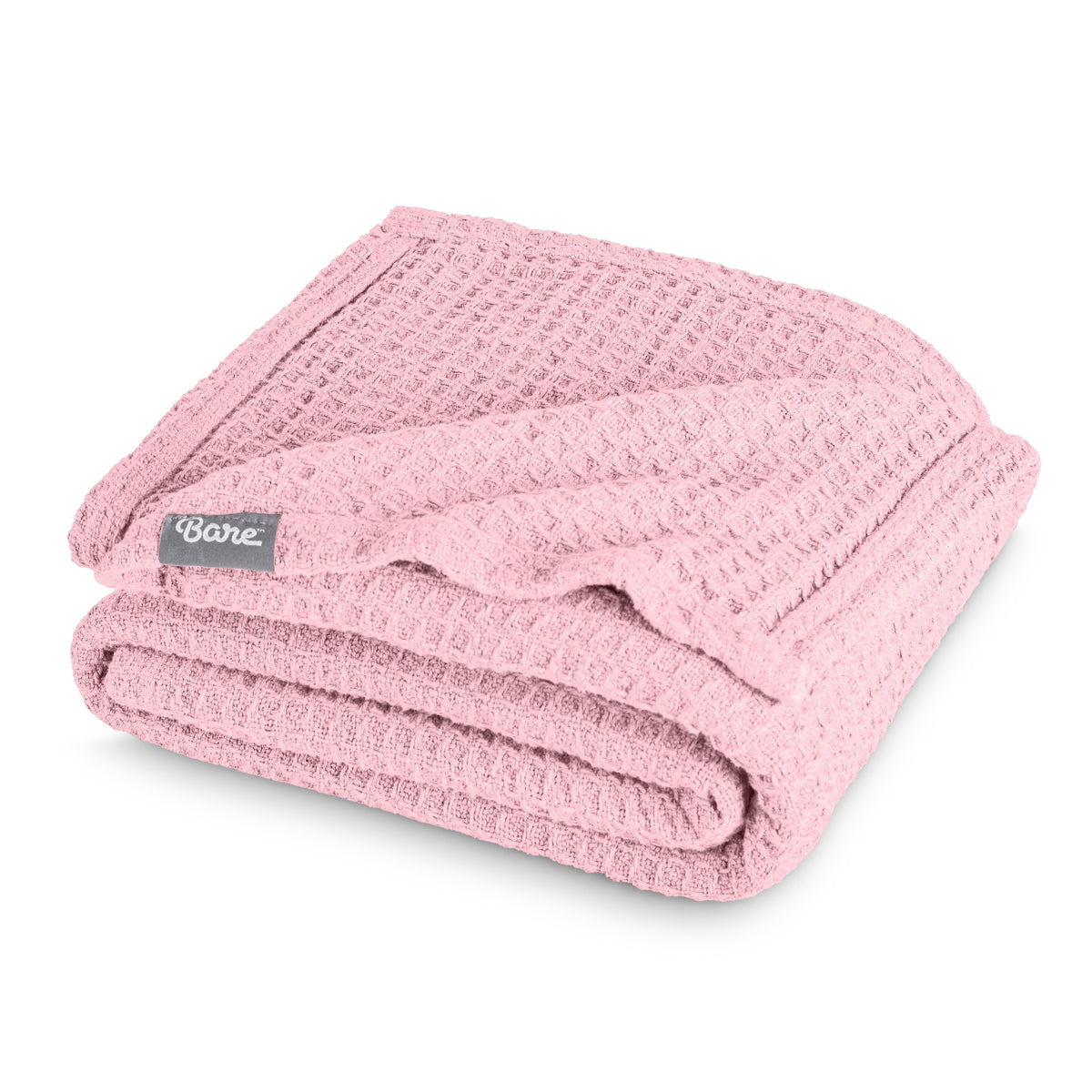 Folded blanket with a Bare Home label on a white background