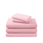 Cotton flannel sheet set folded and stacked on a white background