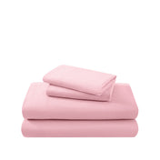 Cotton flannel sheet set folded and stacked on a white background