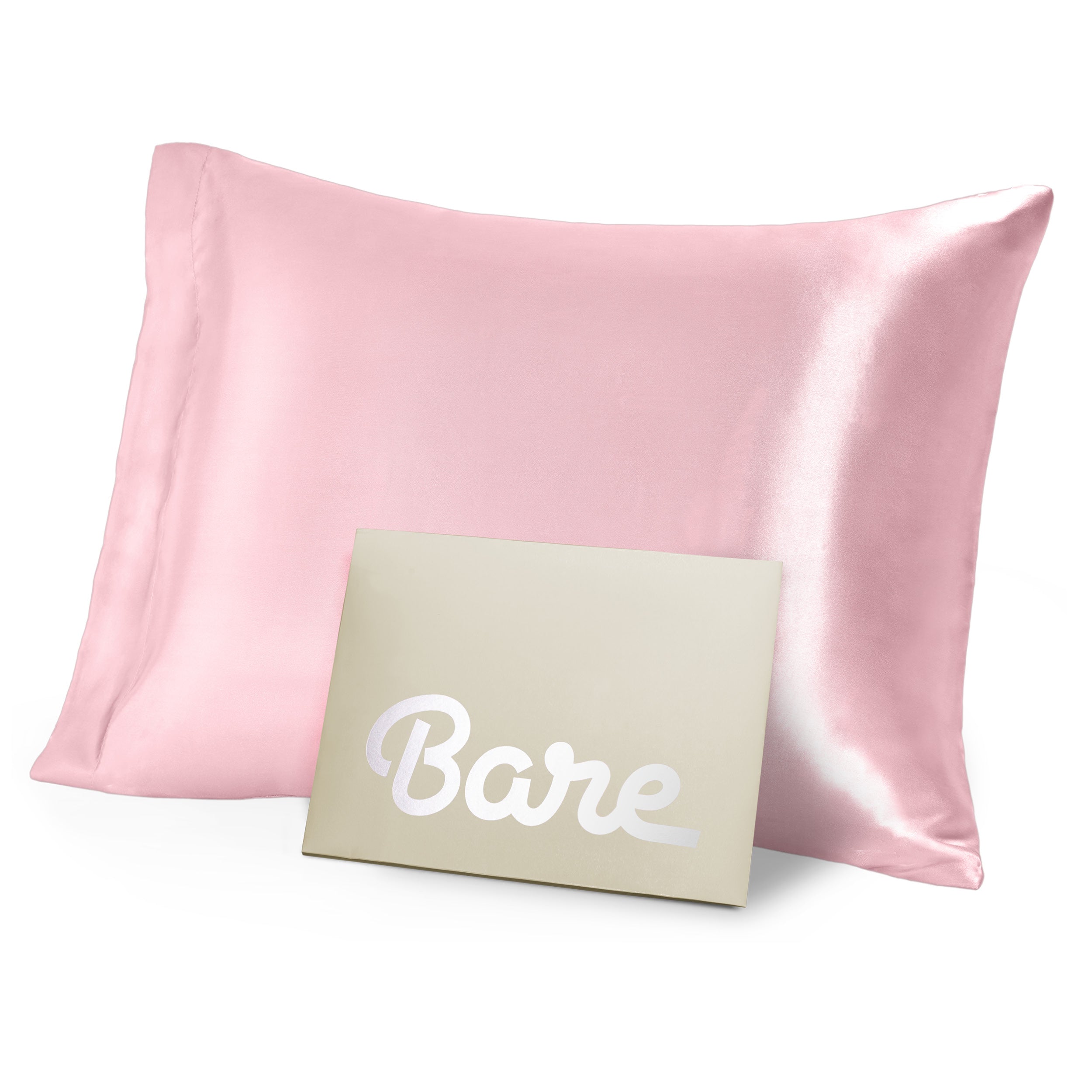 A pink mulberry silk pillowcase on a pillow