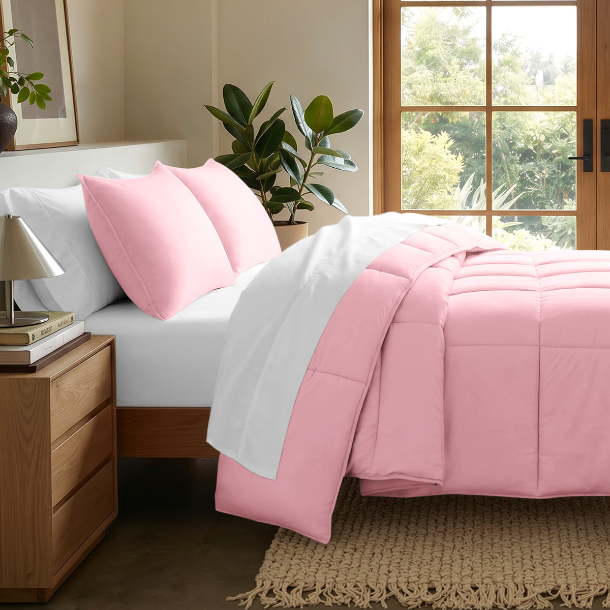 Microfiber comforter set on a bed