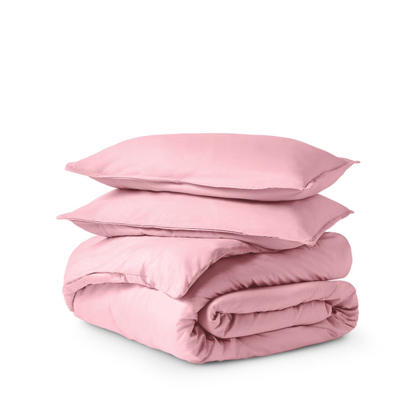 Microfiber duvet set folded on a white background