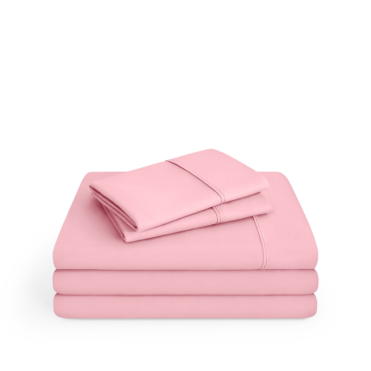Microfiber sheet set folded and stacked