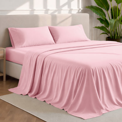 Microfiber sheets and pillowcases in a bedroom stetting