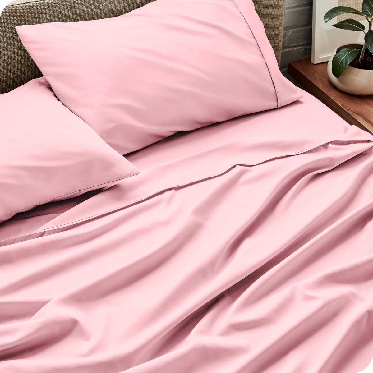 Close up of a microfiber sheet set on a bed