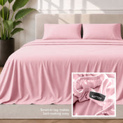 Sewn-in tag makes bed-making easy