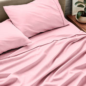 Close up of ultra-soft sheets on a bed