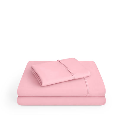 Microfiber sheet set folded and stacked